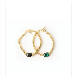 Short&Sweet two sided stone setting Green/Black Stone Bracelet,  New